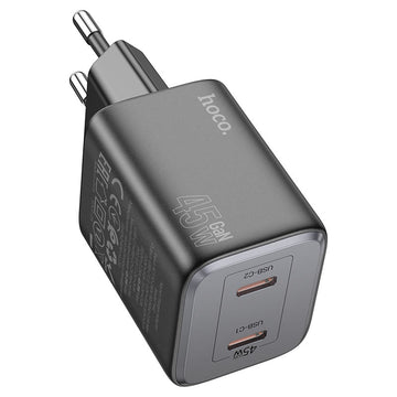 Incarcator Retea Hoco N42, 45W, 2xUSB-C, PD - Negru