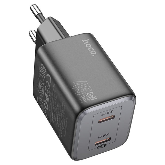 Incarcator Retea Hoco N42, 45W, 2xUSB-C, PD - Negru