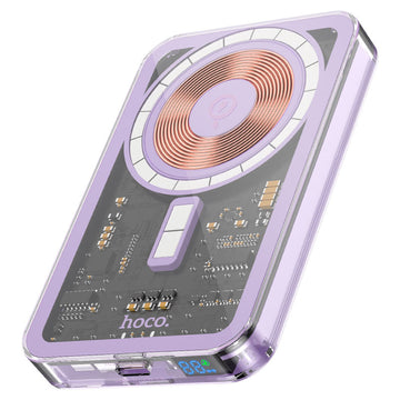 Baterie externa Hoco Q14, 1xUSB-C, Magnet, Display LED, 5000mAh - Albastru