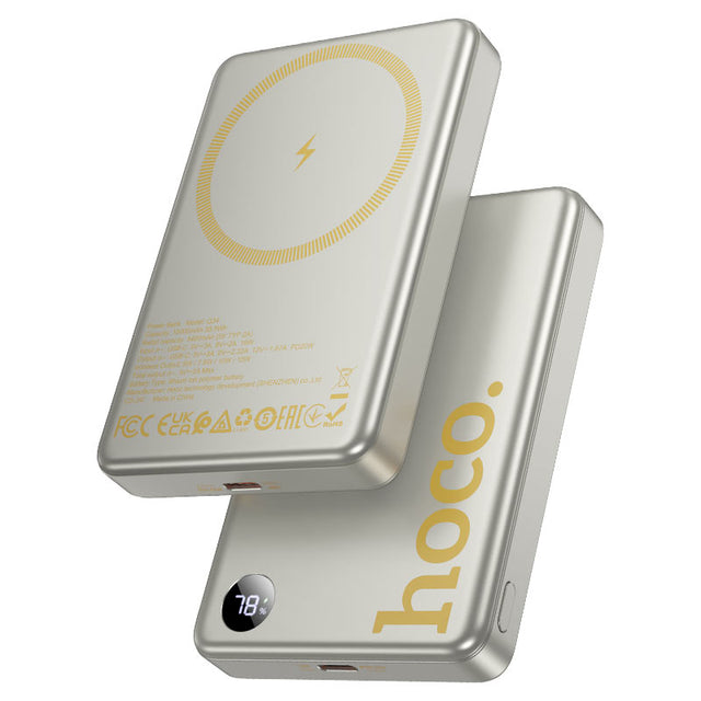 Baterie externa Hoco Q34, Magsafe, 20W, 1xUSB-C, 1xUSB, Fast - Metall / Gri