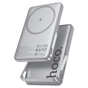 Baterie externa Hoco Q36A, 5000mAh, Magsafe, 20W, 1xUSB-C, 1xUSB, Fast - Metall / Gri