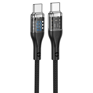 Cablu Hoco U115 Transparent Discovery Edition, USB-C, 100W, 1.2m - Negru