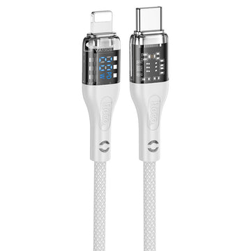 Cablu Hoco U115 Transparent Discovery Edition, USB-C la Lightning, 20W, 1.2m - Gri