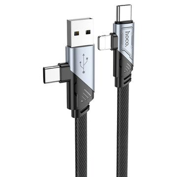 Cablu Date si Incarcare Hoco U119, USB-C, PD60W, QC3.0, Flat, 1.2m - Negru