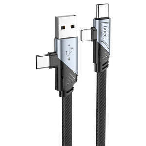 Cablu Date si Incarcare Hoco U119, USB-C, PD60W, QC3.0, Flat, 1.2m - Negru