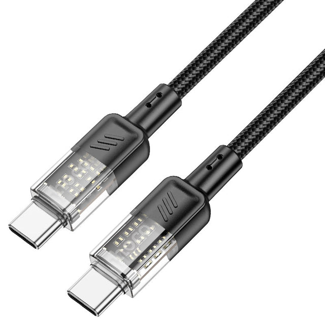 Cablu Date si Incarcare Hoco U129, USB-A la USB-C, 18W, 3A, Crystal, 1.2m - Gri