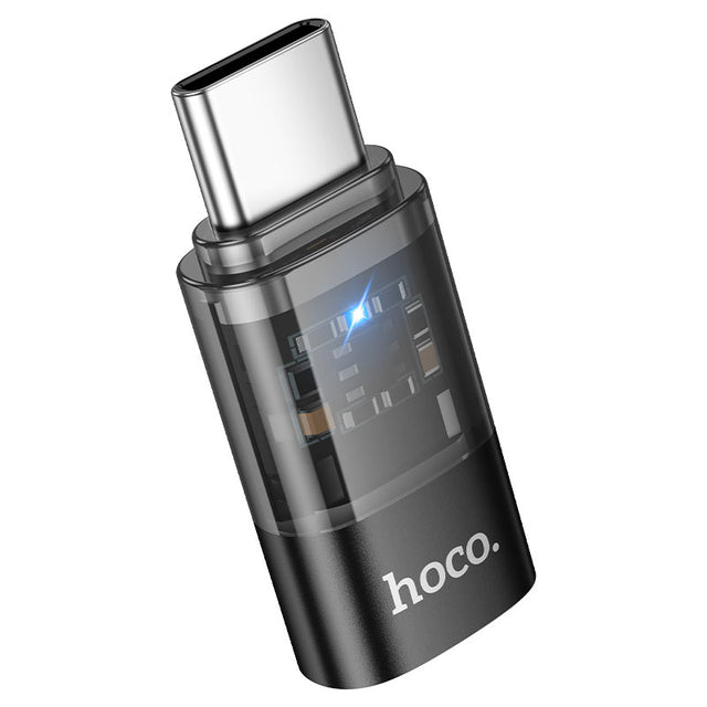 Adaptor OTG HOCO UA36D, Transfer/Incarcare, Lightning la USB-C, 3A, Transparent - Negru
