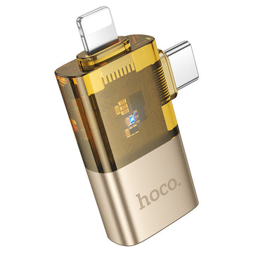 Adaptor OTG Transfer/Incarcare HOCO UA36E, USB-C/Lightning la USB-A, 2A - Auriu