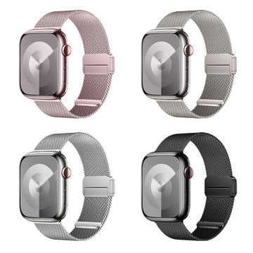 Curea Metalica Hoco WA26, Inchidere Magnet, Universal Size 42/44/45/49mm, Milanese Style - Roz