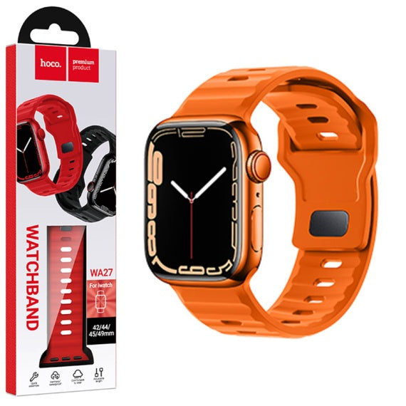 Curea Silicon Hoco WA27, Universal 42/44/45/49mm, Flexible Band - Portocaliu