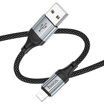 Cablu Date si Incarcare Hoco X102, USB-C la Lightning, PD27W, QC3.0, Braided, 1m - Negru