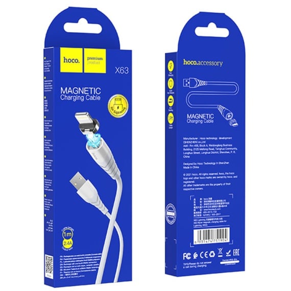 Cablu Date si Incarcare Hoco X63, USB-A la Lightning, 18W, 2.4A, 1m - Alb