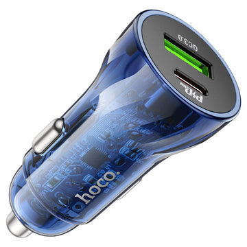 Incarcator Auto Hoco Z47A, 30W, 1xUSB-C, 1xUSB-A, PD, QC 3.0 - Negru