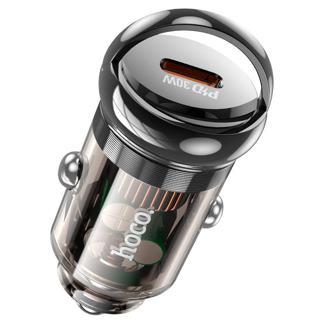 Incarcator Auto Hoco Z53, 30W, 1xUSB-C, PD, Ring-Pull - Negru