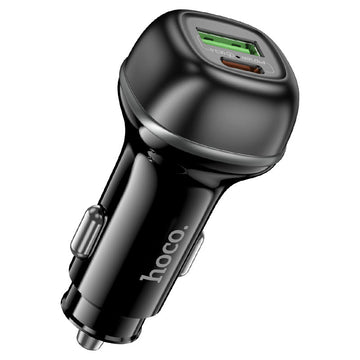 Incarcator Auto Hoco Z58A, PD48W, 1xUSB-C, 1xUSB QC3.0 + Cablu USB-C 60W, 1m, Fast - Negru