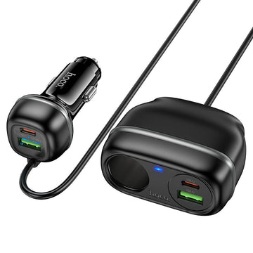 Incarcator Auto Cu Fir Hoco Z59A, PD96W, 1xUSB-C, 1xUSB-A - Negru