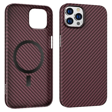 Husa Hoco pentru iPhone 14 Pro Max, MagSafe Carbon Fiber, Aramida - Rosu
