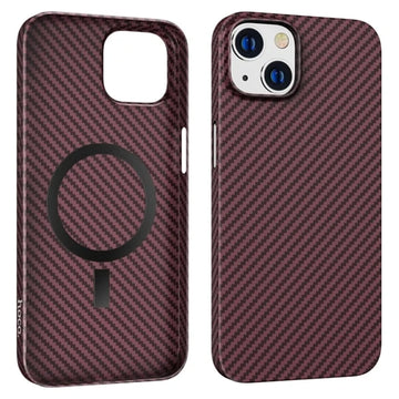 Husa Hoco pentru iPhone 14, MagSafe, Carbon, Thin, Bordo