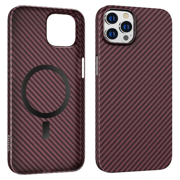 Husa Hoco pentru iPhone 14 Pro, MagSafe Carbon Fiber, Aramida - Rosu