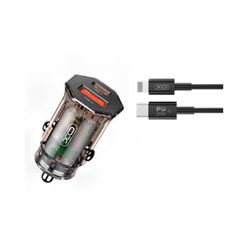 Incarcator Auto + Cablu Lightning XO CC50, 33W, 1xUSB-C, 1xUSB-A, PD, QC 3.0 - Maro