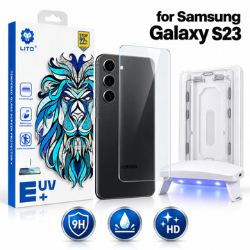Folie Sticla UV Clear Lito pentru Samsung S23, pentru Samsung Galaxy S23, Instalare AUTOMATA cu UV Kit Box, Protectie Extinsa 9H, Ultra Clear Transparenta, 6.1 Inch