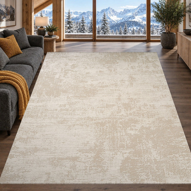 Covor Lirofe Stone Pure Crem - Efect Marmura Stralucitor Modern - Living, Sufragerie, Dormitor, Bucatarie, Hol - Fir Scurt 11 mm, Usor de Curatat