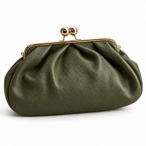 Misariva Procida Midi - Geanta cu Rama din Piele Naturala Made in Italy, Verde Oliv