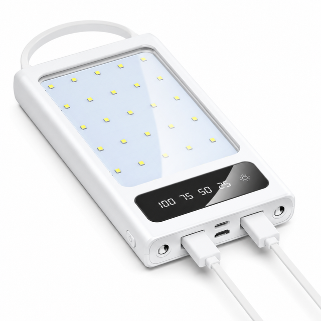 Baterie externa Maxcell PJ0099 cu panou LED si display, 120.000mAh, alb - imagine 1