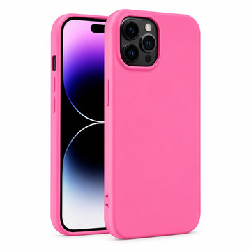 Husa Soft pentru iPhone 14 Pro Max, MicroFiber, TPU - Neon roz