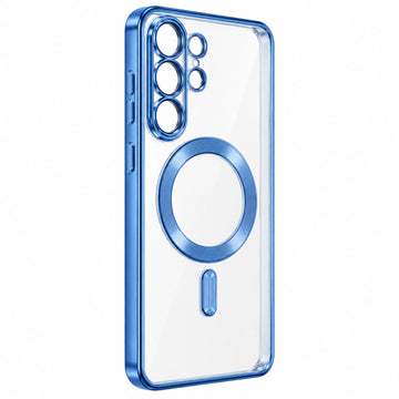 Husa Plating pentru Samsung S25 Ultra, Silicon cu MagSafe, ElectroEdge - Albastru