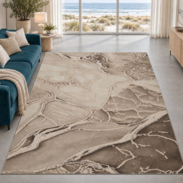 Covor Lirofe Imperial Vulcan Bej Bej - Efect Piatra Naturala Modern - Living, Sufragerie, Dormitor, Bucatarie, Hol - Fir Scurt 12 mm, Usor de Curatat