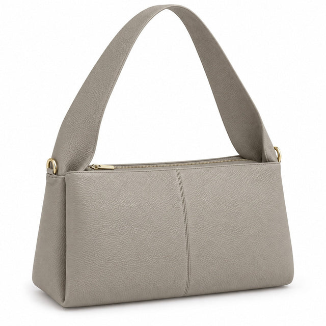 Misariva Verona Midi, geantă de umăr din piele naturală, Taupe, vedere din față