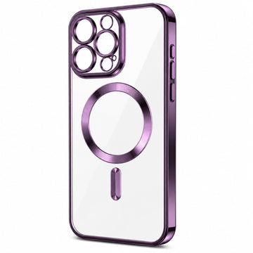 Husa Plating pentru iPhone 14 Pro Max, Silicon cu MagSafe, ElectroEdge - Mov