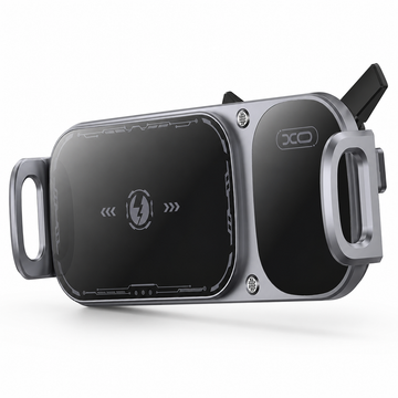 Suport auto cu incarcare wireless XO WX042, 15W Qi, auto-prindere, rotire 90 grade, prindere ventilatie, negru