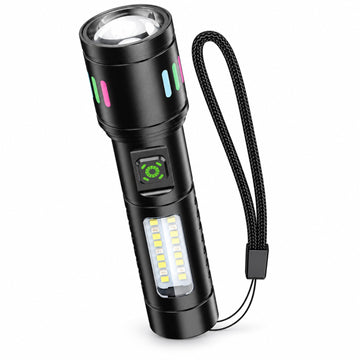 Lanterna LED Kaku KSC-1578, Zoom Radius 500m, 5 Tipuri de Iluminare, 1200mAh - Negru