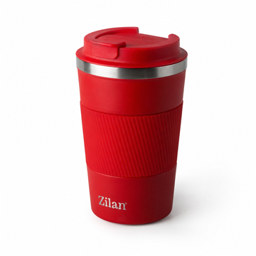 Cana Termos Zilan de 510 ml pentru Cafea - Tine Cafeaua Calda 6 Ore si Racoritoarea Rece 12 Ore, Incape in Suportul Masinii - Inox 304 cu Pereti Dubli, Manson Silicon, Crem