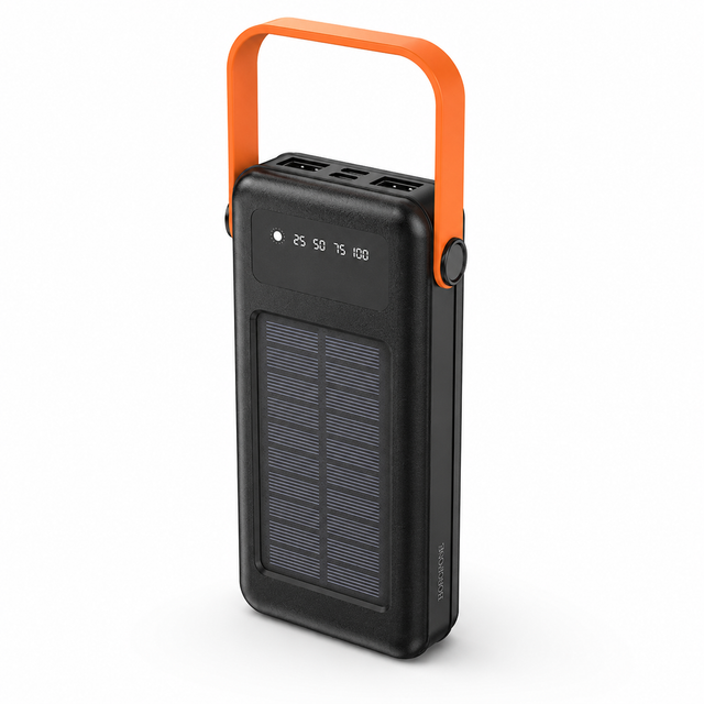Baterie externa cu panou solar Borofone DBT17, 30.000mAh, 4 porturi si cabluri incluse, negru - imagine 1
