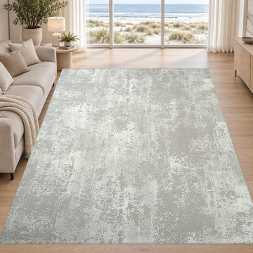 Covor Lirofe Stone Pure Gri Argintiu - Efect Beton Vintage Modern - Living, Sufragerie, Dormitor, Bucatarie, Hol - Fir Scurt 11 mm, Usor de Curatat