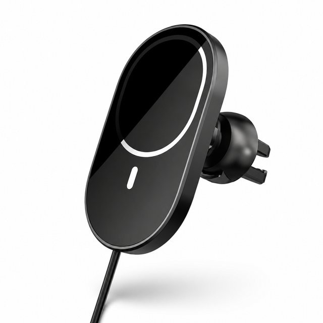 Suport auto cu incarcare wireless Hoco CA90, MagSafe, magnetic, prindere ventilatie, negru - imagine 1