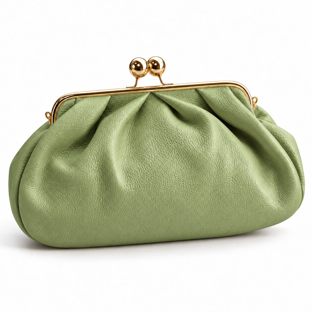 Misariva Procida Midi - Geanta cu Rama din Piele Naturala Made in Italy, Verde Fistic