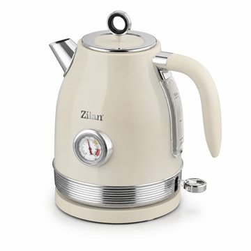 Fierbator de Apa Retro Zilan 1.7 L, Termometru Analog pe Cadran, Rotire 360°, Functie Pastrare la Cald, Protectie Fierbere in Gol, Crem