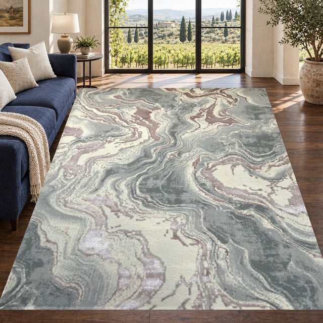 Covor Lirofe Aurum Galaxy Roz Pudra - Efect Cosmic Stralucitor Modern - Living, Sufragerie, Dormitor, Bucatarie, Hol - Fir Scurt 10 mm, Usor de Curatat