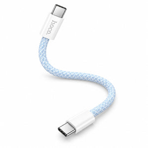 Cablu Date si Incarcare Hoco X105, USB-C la USB-C, PD60W, QC3.0, 3A, Impletit, 1m - Albastru