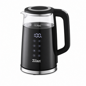 Fierbator de Apa Zilan cu Comanda Tactila, 1.5 L, Afisaj Digital, 4 Temperaturi Presetate 40-100°C, Deschidere Automata Capac, Pereti Dubli