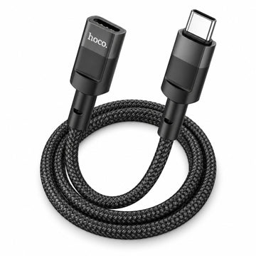 Cablu Prelungitor Hoco U107, USB-C Mama la USB-C, 3A, Impletit, 1.2m - Negru