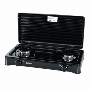 Aragaz cu 2 Ochiuri Zilan pe Gaz GPL - Corp Emailat Negru, Capac Superior Vopsit Electrostatic, Arzatoare din Aluminiu, Functionare Simultana
