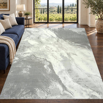 Covor Lirofe Stone Urban Gri Argintiu - Efect Marmura Modern - Living, Sufragerie, Dormitor, Bucatarie, Hol - Fir Scurt 11 mm, Usor de Curatat