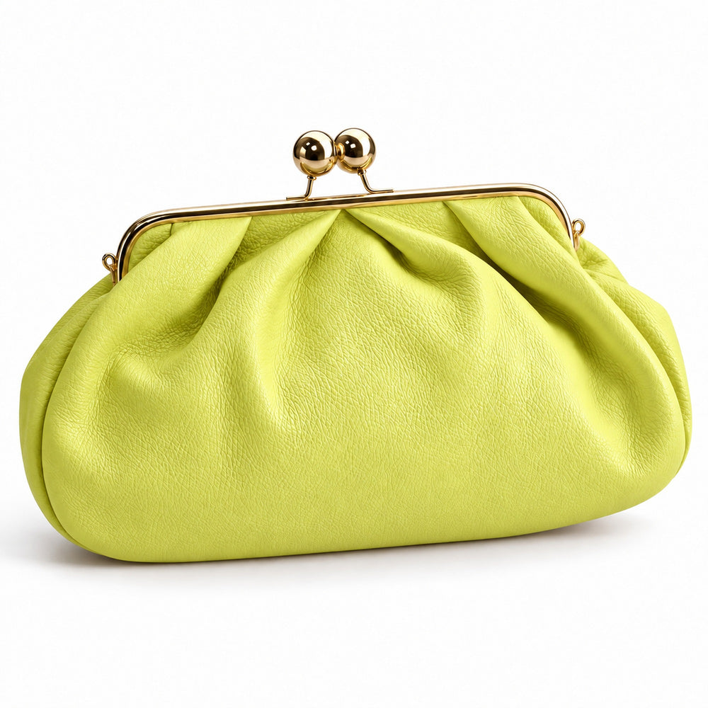 Misariva Procida Midi - Geanta cu Rama din Piele Naturala Made in Italy, Galben Lime