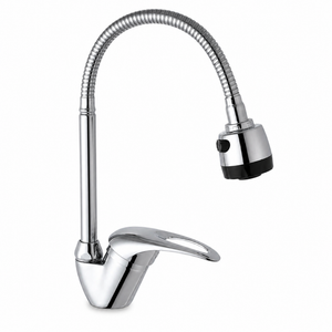 Baterie Bucatarie Floria Flexibila, Otel Inoxidabil, Finisaj Cromat, Furtun Orientabil, Cartus Ceramic de Lunga Durata, Inox