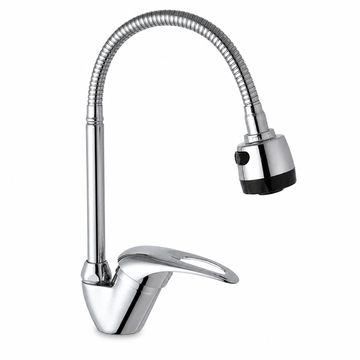 Baterie Bucatarie Floria Flexibila, Otel Inoxidabil, Finisaj Cromat, Furtun Orientabil, Cartus Ceramic de Lunga Durata, Inox